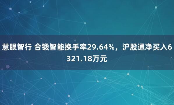 慧眼智行 合锻智能换手率29.64%，沪股通净买入6321.18万元